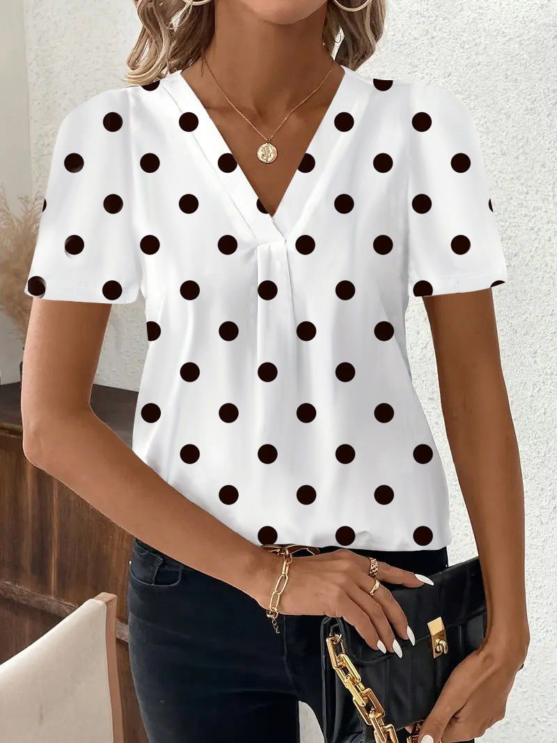 Fashion Casual Printing V-neck Top