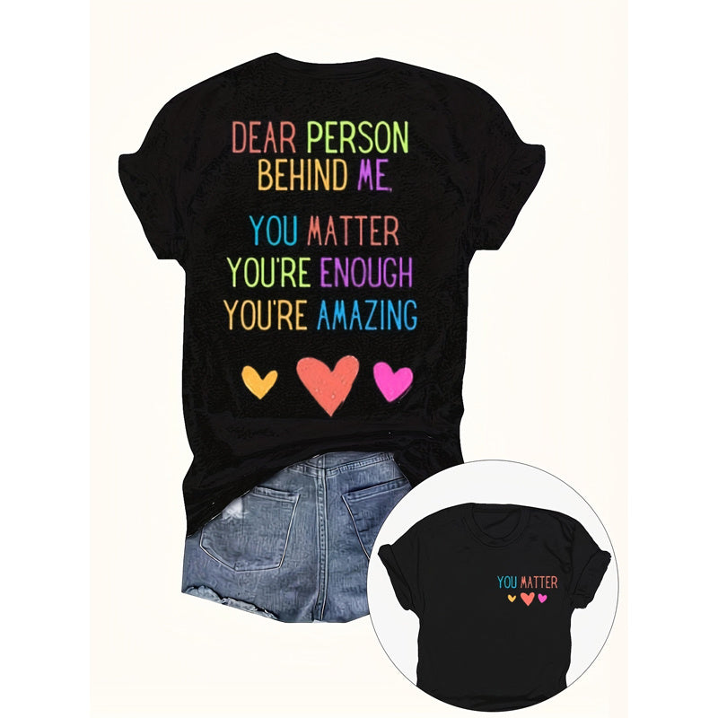 Women'S Casual Crew Neck T-Shirt With Inspirational Message, Short Sleeve Top For Summer