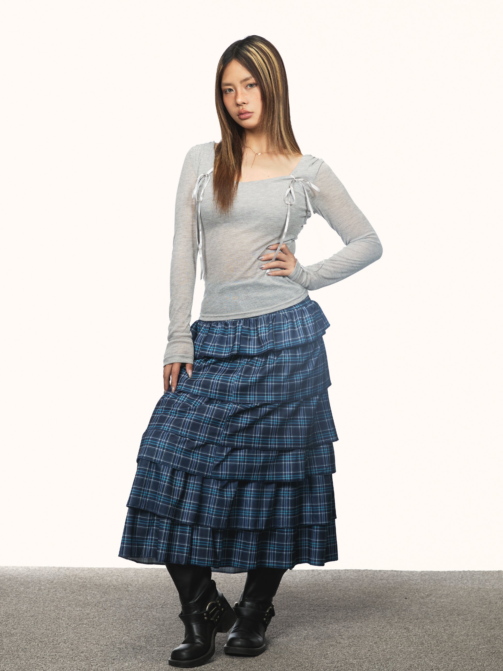 American Retro Diagonal Collar Long Sleeve