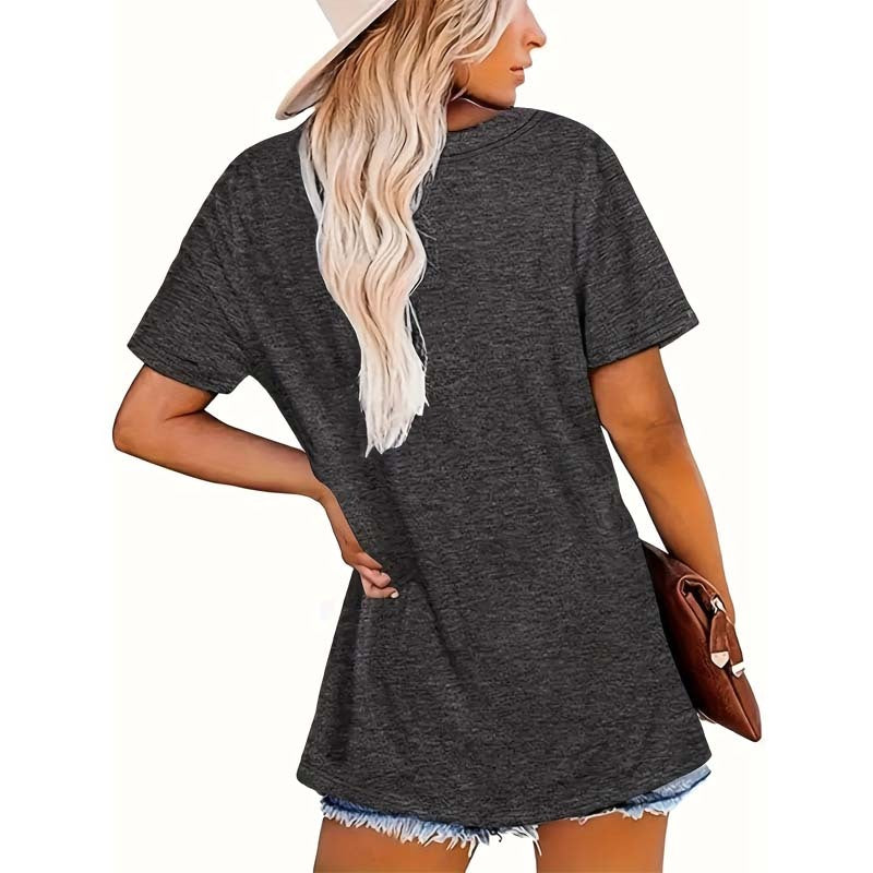 Women's Round Neck Tropical Palm Sunset Print Short Sleeve T-Shirt Casual Summer Vacation Top