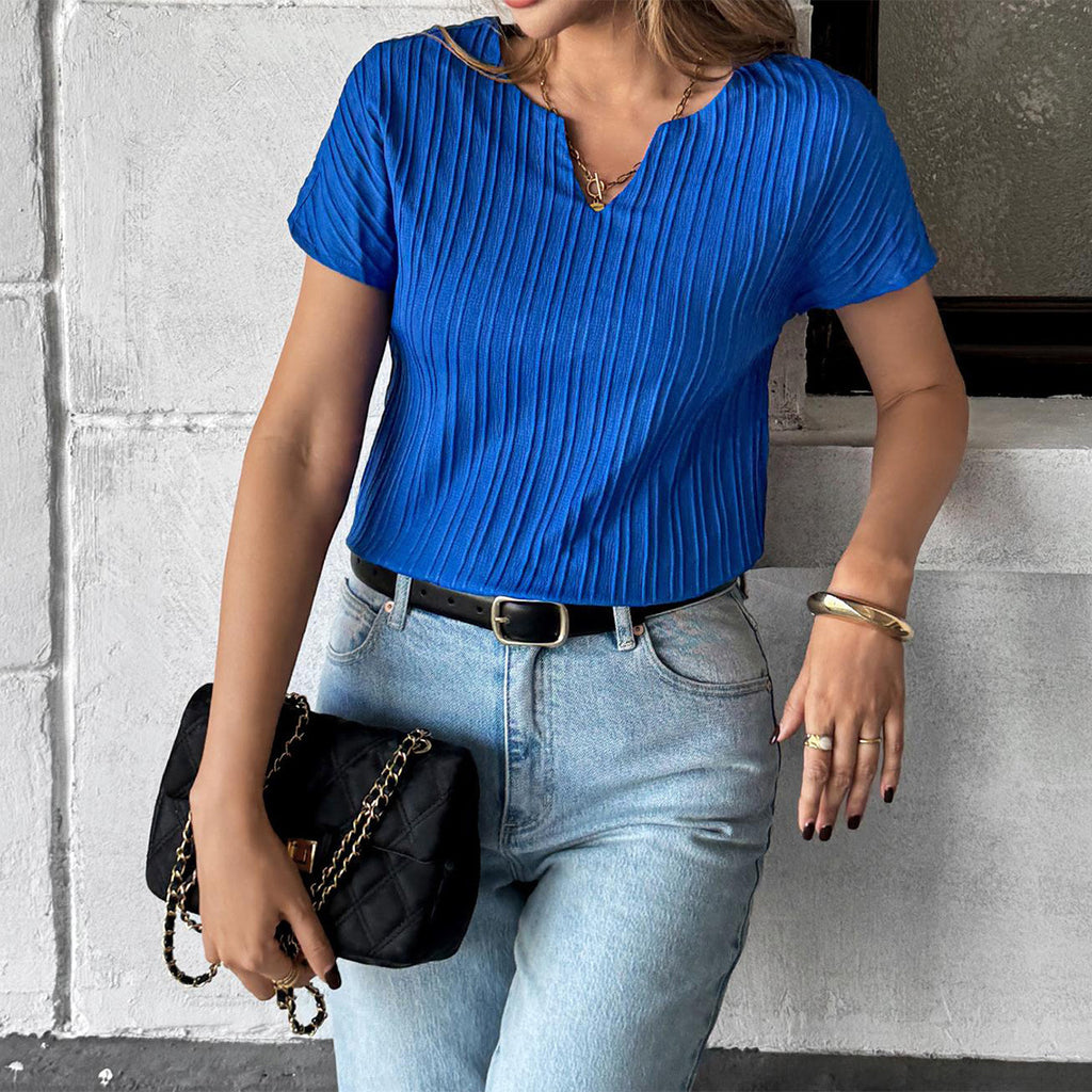 European And American Leisure Simple Style Solid Color T-shirt Vest Women's Shirt