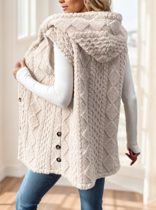 Women's Red Hooded Fleece Vest