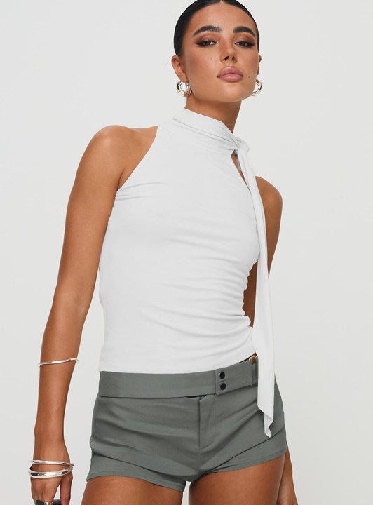 Women's Turtleneck Bundle Ribbon T-shirt Top