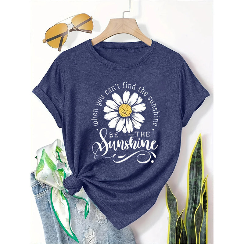 Women's 3 Pack Cute Floral Graphic Tees Short Sleeve Casual Tee Tops Crewneck T Shirts